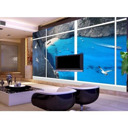 3d wallpaper for room Outside the window blue bay backdrop decorative painting photo 3d wallpaper