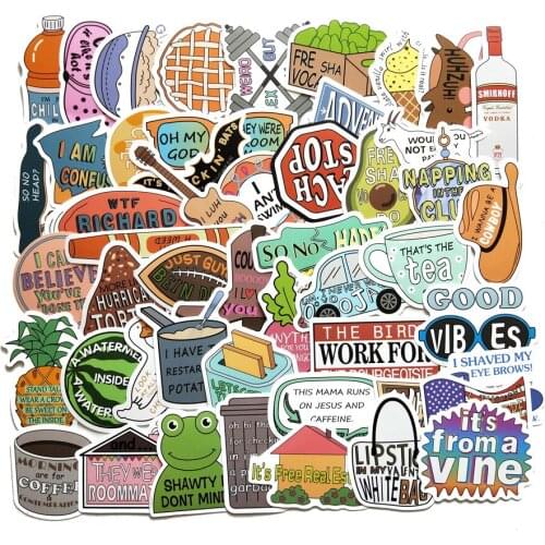 50pcs waterproof Small fresh mute film Stickers for Mobile Phone Laptop Luggage Guitar Case Skateboard Bike Car Stickers