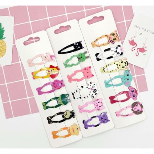 6PCS/Lot New Little Girl Cute Cartoon Animal Barrettes Kid Headwear Hair Clip Children Gift Hair Accessories Snap Clips Hairpins