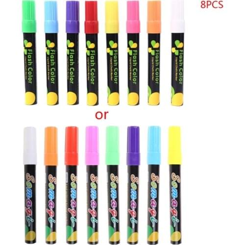 8 Colors Highlighter Fluorescent Liquid Chalk Marker Neon Pen For LED Writing Board Blackboard Glass Painting Graffiti Office