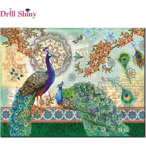 New 5D diy Diamond Painting Green peacock Cross Stitch Full Diamond Embroidery 5d Diamond Mosaic pattern beaded embroidery decor