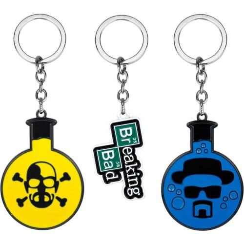 TV Breaking Bad BA BR Logo Keyring Keychain Metal Heisenberg Mask Walter Key Ring Chain Car Pendant Souvenir Porte Clef
