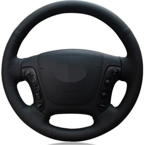 Car Steering Wheel Cover DIY Hand-stitched Black Artificial Leather For Hyundai Santa Fe 2006 2007 2008 2009 2010 2011 2012
