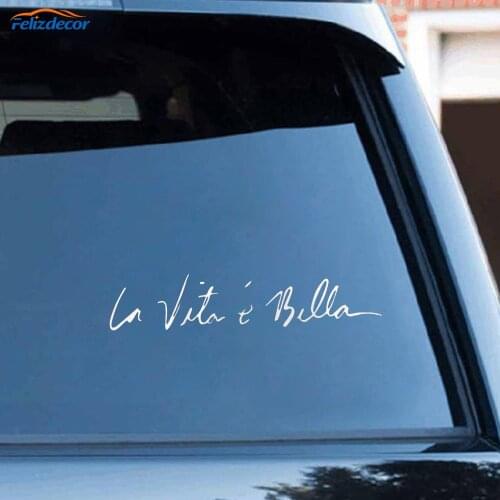 Black/Silver Life is Beautiful LA VITA E BELLA Words Funny Window Trunk Car Sticker Accessories C452