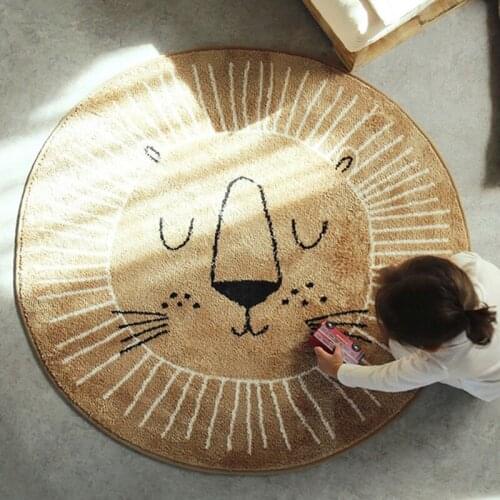 Baby Play Mats Crawling Carpet Kids Room Floor Rugs Round Cartoon Lion Game Pad Playmat Children Room Decoration