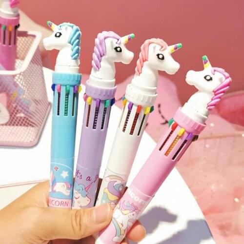A Girl Unicorn 10 Colors Chunky Ballpoint Pen School Office Supply Gift Stationery Papelaria Escolar