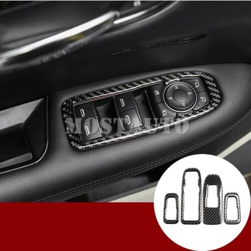 For Cadillac XT5 Carbon Fiber Car Door Window Switch Frame Trim Cover 2016-2019 4pcs Car Accessories Interior Car Decor Car Trim