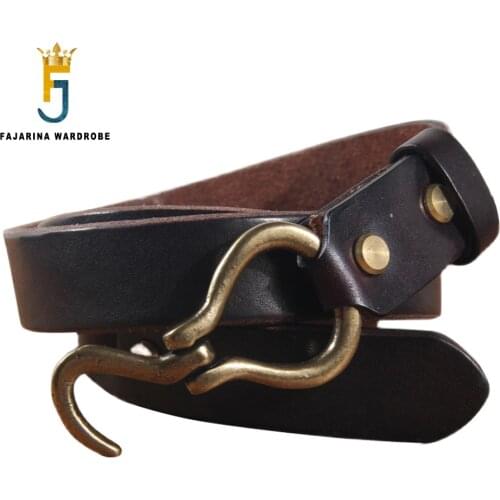 FAJARINA Personality Ladies Hook Buckle Waist Belt First Layer Pure Cowhide Thickening Fashion Retro Leather Unisex N17FJ1020