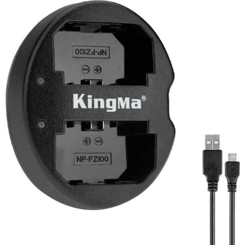 KingMa NP-FZ100 Dual Slot Micro USB 5V-2A Camera Battery Charger Adapter for Sony ILCE-9 A7M3 A7R3A9