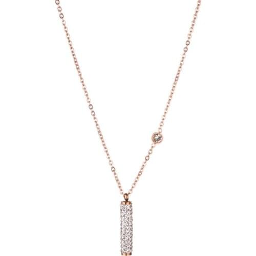 316L Stainless Steel 2020 New Fashion Fine Summer Focus Jewelry Zircon Column Choker Collier Necklaces & Pendants For Women N-45