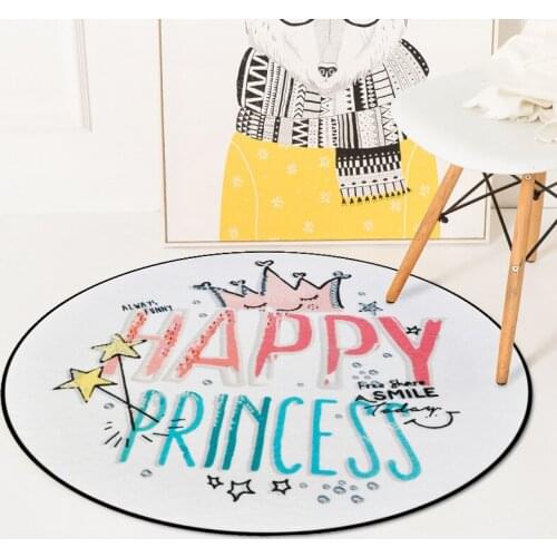 Cartoon graffiti round carpet bedroom livingroom carpet happy princess girl play mat rug tea table basket computer chair mat