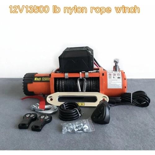 12v 13500lb Electric Winch Heavy Duty ATV Trailer high tensile nylon rope cable Remote Control Set Electric Winch