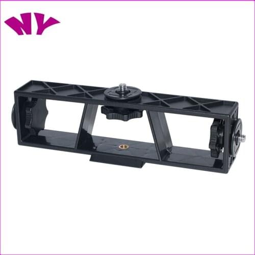 Multi Head Three Position Mobile Phone Stand Clip Bracket Holder 3-Position Live Tripod Camera 1/4 Connector Smartphone Selfie