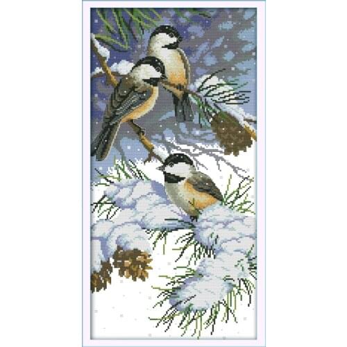 Autumn birds (2) cross stitch kit 14ct 11ct pre stamped canvas embroidery DIY handmade needlework