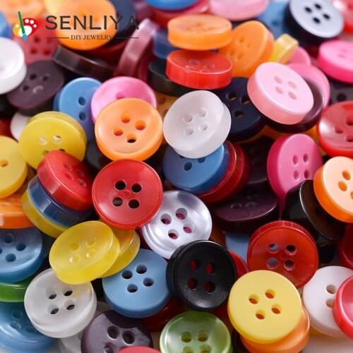 New 11mm 50-250Pcs/Pack 4Holes Round Resin Sewing Clothes Colorful Buttons Decorative Resin Button For Diy Apparel Accessories