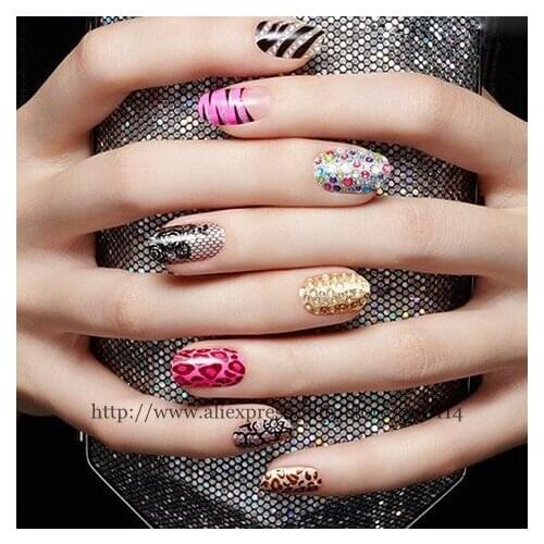Wholesale Latest 54 styles 3D glitter Diamond nail beauty wraps polish sticker foils cover decals 500pks/lot free EMS shipping
