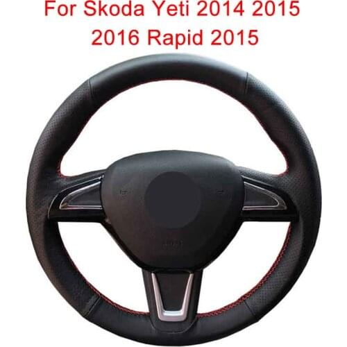 Original Customize Car Steering Wheel Cover For Skoda Yeti 2014 2015 2016 Rapid 2015 Artificial Leather Braid For Steering Wheel