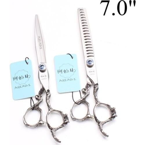 7" 19.5cm JP 440C AQIABI Barber Scissors Cutting Shears Thinning Scissors Professional Hair Scissors Or Pets Hair Clippers A9006