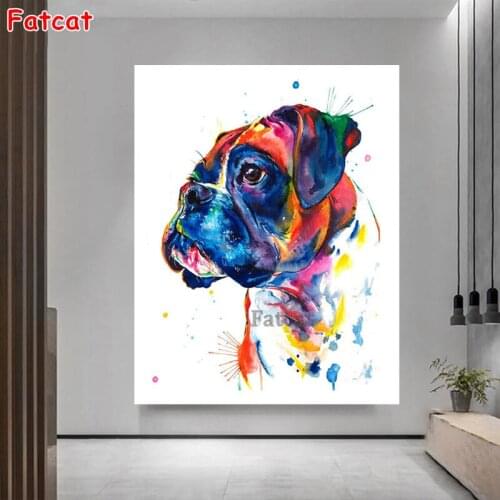 Full Square Round Drill diamond Painting Boxer Dog Color Art pet 5D DIY Diamond Embroidery Mosaic Handmade Gift Decor PP1025