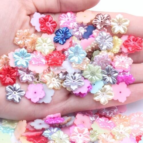 Half Pearls 13mm Flatback Flower ABS Imitation Pearl 60/1000pcs Mixed Colors Ivory White DIY Nail Jewelry Decorations