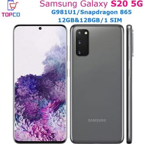 Samsung Galaxy S20 5G G981U1 128GB ROM Unlocked Original Mobile Phone Snapdragon 865 Octa Core 6.2" Triple Cameras 12GB RAM NFC