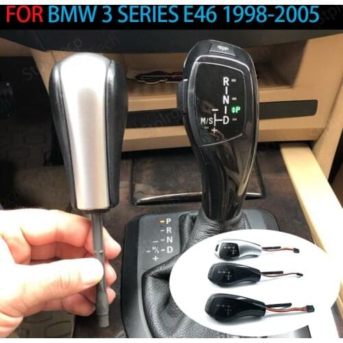 For BMW Carbon Fiber Black and Sliver LED Gear Shift Knob 3 series E46 316i 318i 320d 320i 323i 325i 328i 330i 325xi 330d