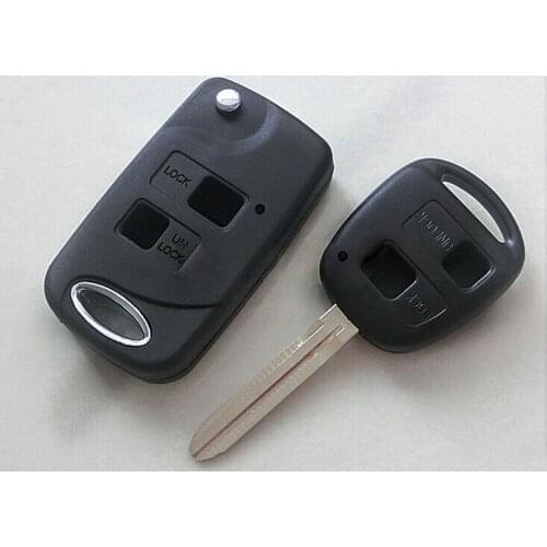 Modified Flip Folding Remote Key Shell For Toyota Camry Prado land Cruiser Previa Ville 2 Buttons FOB Car Key Case Blanks