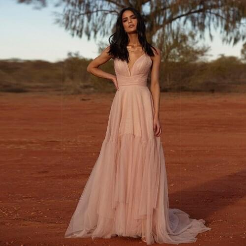 Hippie Boho Wedding Dress 2021 Sleeveless Pleated Tulle A Line Floor Length Beach Bride Gown кольцо мужское