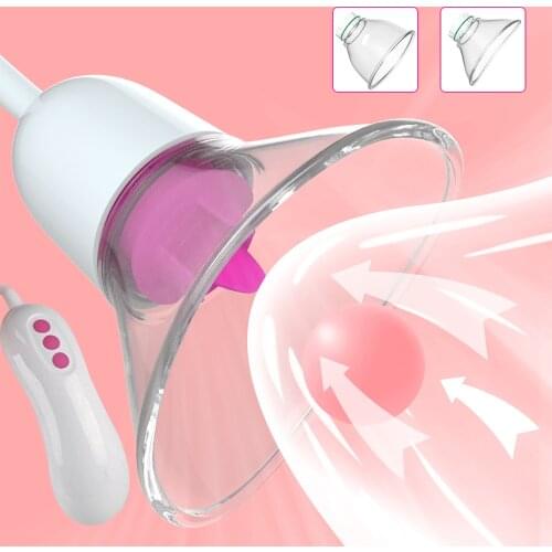 Vacuum Pump Breast Massage Vibrator Clitoris Nipple Tongue Licking Stimulator Breast Pussy Pump Sucking Masturbator Sex Toys