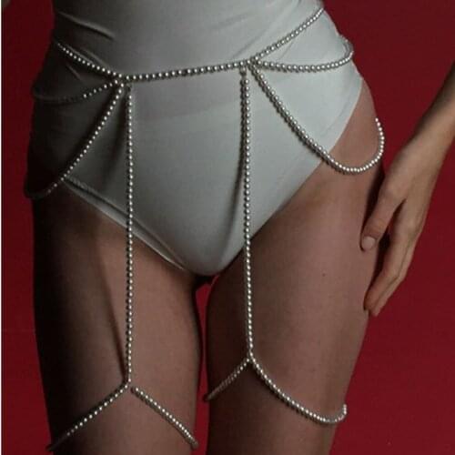 Pearl Tassels Belly Chain Woman Sexy Waist Chain Fashion Legchain Charm Highlights Pearl Connect Body Jewellery
