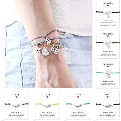 Girls Adjustable Friendship Statement Jewelry with Card Make a Wish Silver Tree of Life Charm Bracelets for Women