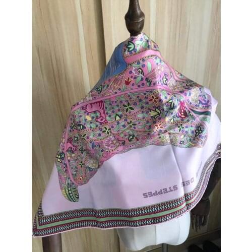 2020 new arrival fashion elegant classic pink 100% silk scarf 90*90 cm square shawl twill wrap for women free shipping