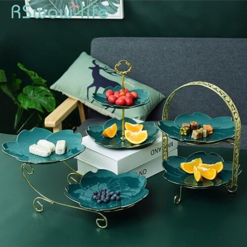 European Fruit Plate Set Creative Living Room Double Cake Stand Afternoon Tea Dessert Table Candy Snack Tray Ceramic Dish