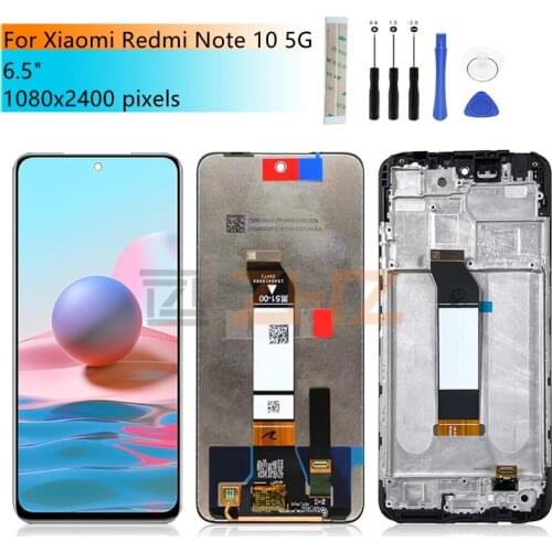 For Xiaomi Redmi note 10 5g lcd Display Touch Screen Digitizer Assembly With Frame M2103K19G lcd Replacement Repair Parts 6.5"