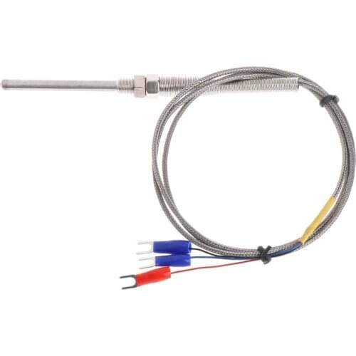 1M PT100 Thermocouple Probe 5mm x 50mm 3-Wire M8 Thread 3.3Ft Temperature Sensor