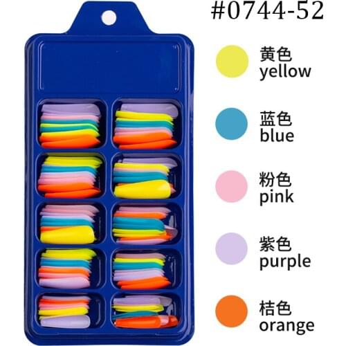 1Box Pretty Long Ballerina Tips Purple Mix Colors Fake Nails Art Coffin Shape Press on Nails Acrylic False Ongles Decor Manicure