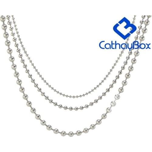 10PCS/LOT Wholesale Custom Make Silver Color Stainless Steel Ball Bead Link Chain necklace Men Women