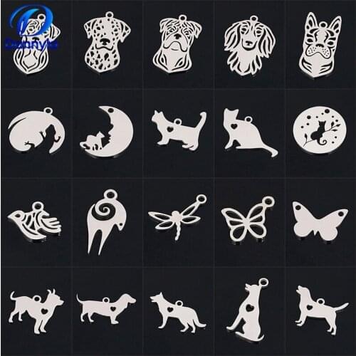 100pcs/lot Wholesale Stainless Steel Double Side Polishing Mix Style Charms Pendant DZ21-40