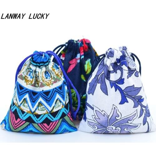 10*12cm 100pcs Chinese Style Cotton Linen drawstring bag Sack Jewelry Pouches wedding bomboniera Christmas Gift burlap jute bags