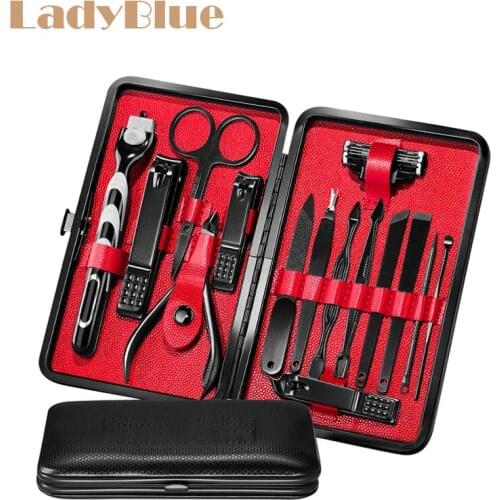 14Pcs/Set Manicure Nail Scissors Clippers Cuticle Nipper Cutter Shaving Razor Ear Wax Pedicure Tools Dead Skin Trimmer Kits