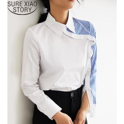 2021 Casual New Fashion Long Sleeve Cotton Slim Women Tops Women Shirts Women Clothing Turn-down Collar Women Blouses 6050 50