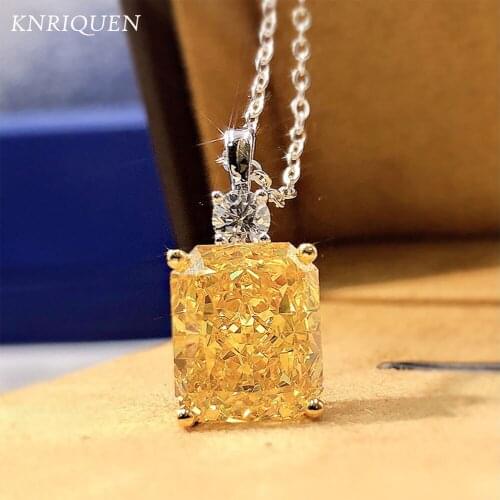 2021 Trend 925 Sterling Silver 10*12mm Ice Cut Topaz Lab Diamond Pendant 925 Sterling Silver Necklace for Women Fine Jewelry
