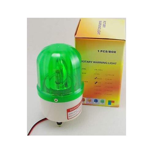 220V Green Rotating Beacon Warning Caution Light Lamp With Speaker Spiral Fixed