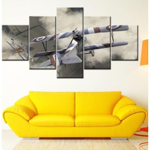 HD Prints Canvas Wall Art Living Room Home Decor Pictures 5 Pieces Two battle planes Wallpaper Paintings Posters Framework