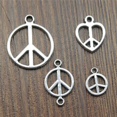 50pcs Peace Charms Pendant Antique Silver Color Peace Symbol Charm Pendants Jewelry Accessories DIY Peace Sign Charms