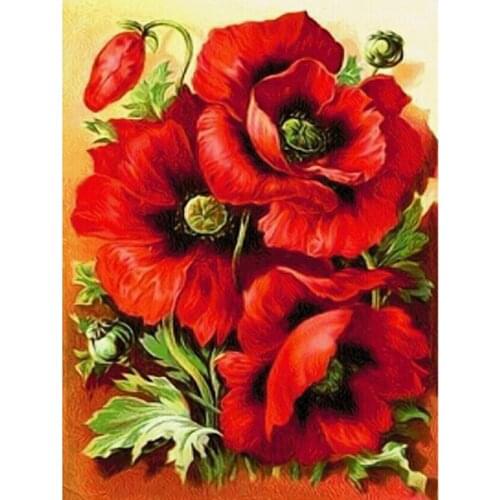 5D DIY Diamond Painting Red Poppy flower Embroidery Full Square & round Cross Stitch Rhinestone Mosaic Home Decor Gift WG096