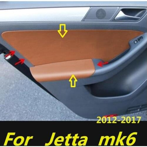 8PCS Microfiber Door Panels Armrest Leather Cover Protective Trim For Volkswagen Jetta mk6 2012-2017 car accesories interior