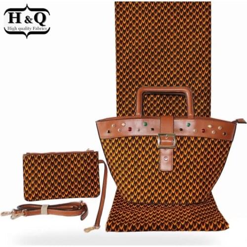 H&Q african wax handbag three-piece 2020 high quality embroidery african fabric batik print 100% cotton fabric 6 yards/piece