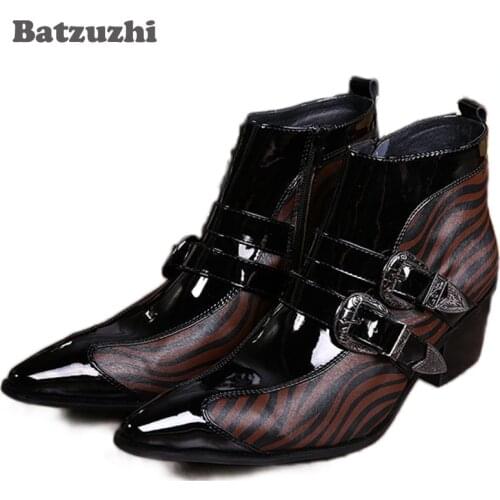 Batzuzhi Rock British fashion black buckles mans shoes, Casual Boots, Man Leather Boots, Business personality leather shoes MEN