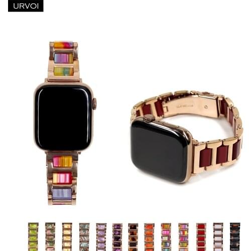 URVOI link bracelet for Apple Watch series 6 SE 5 4 3 2 1 band for iwatch stainless steel with resin strap luxury durable design